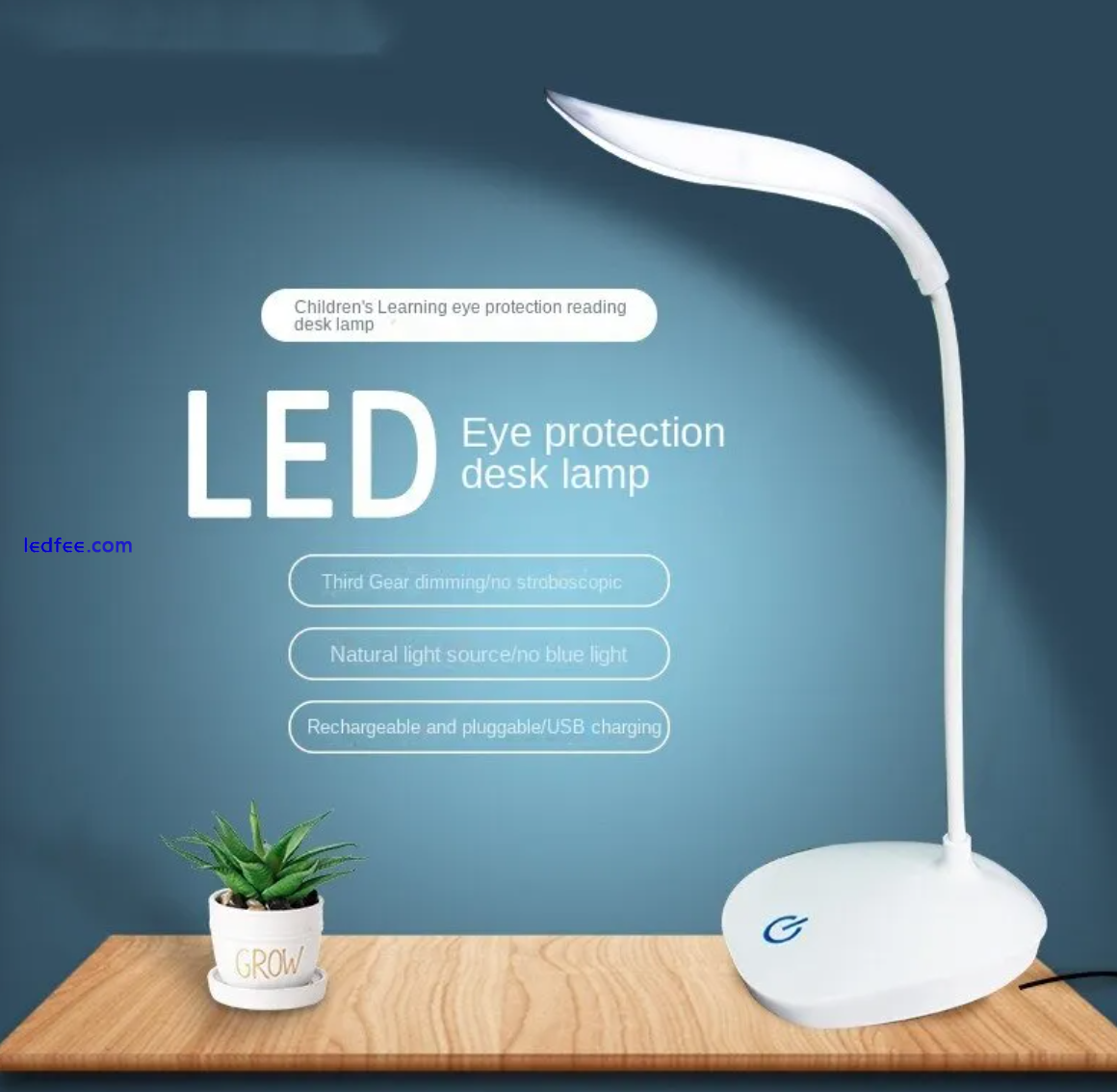 14LED Flexible Touch Desk Light Bedside Reading Lamp Dimmable USB Rechargeable 2 