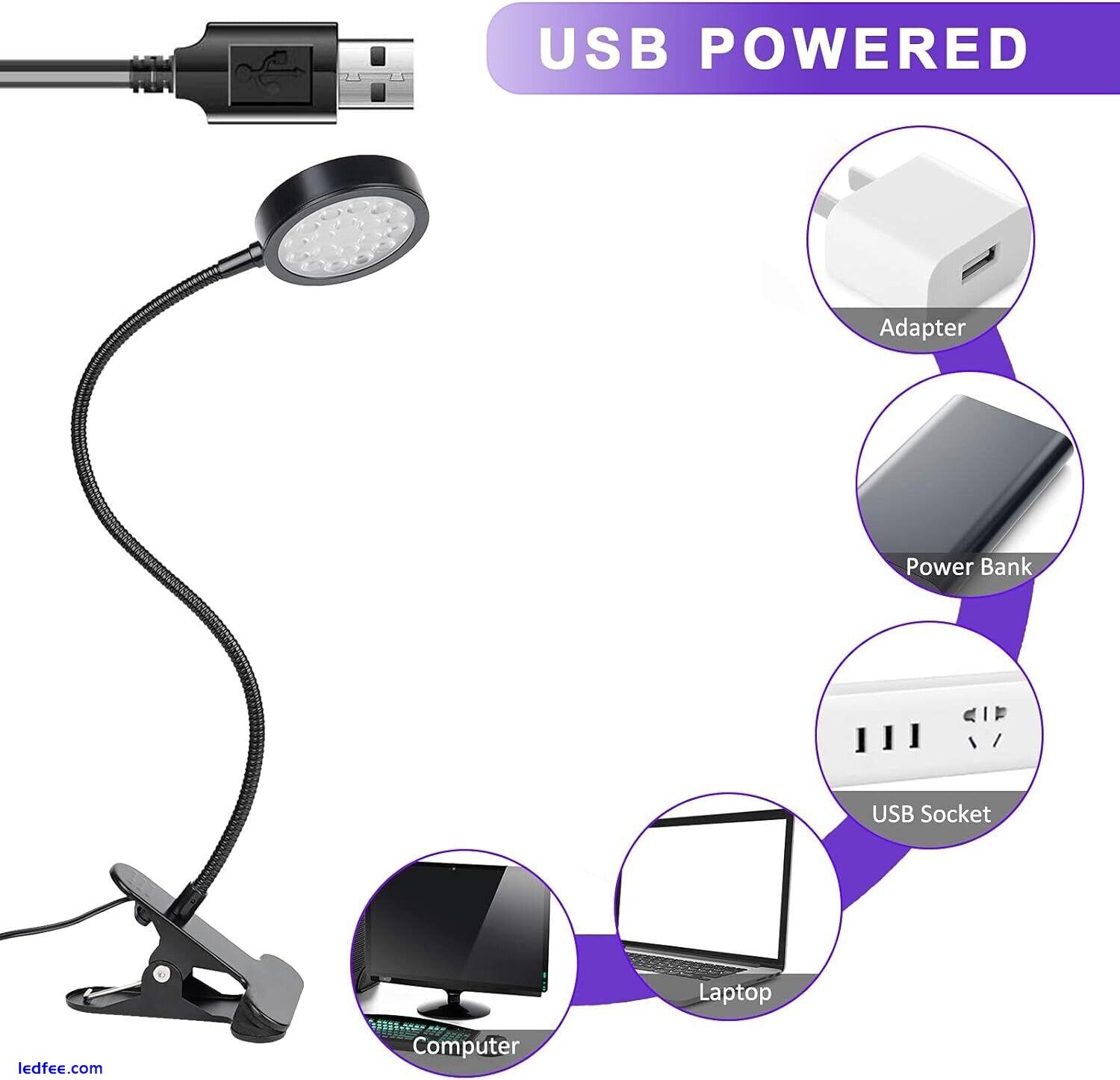 USB Gooseneck 5W LED UVA Black Light Desk Clip-on Curing Lamp - Black 0520 0 