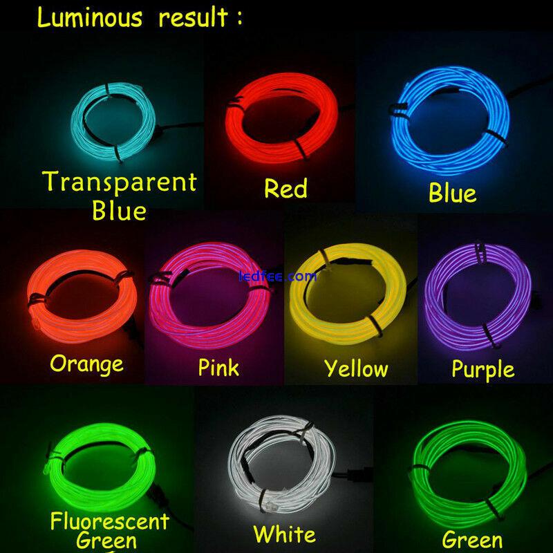 1-5M LED Neon Glow EL Wire Light String Rope Cable Car Party Decor 3/5V USB Ctrl 2 