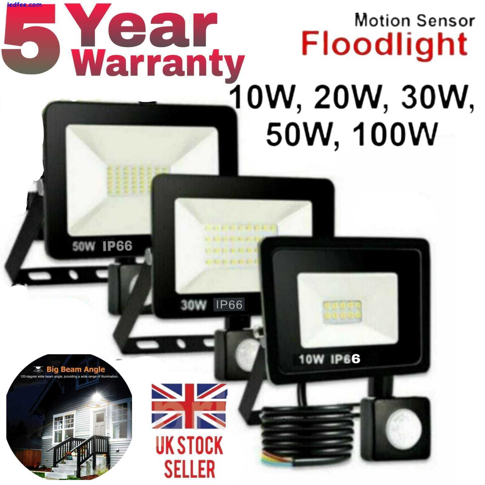 LED FLOODLIGHT OUTDOOR SECURITY LIGHT FLOOD GARDEN MOTION SENSOR PIR LIGHTS 100W 0 