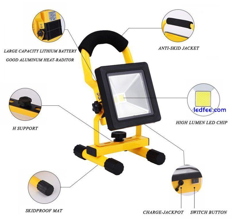 Portable Hi Power 10W LED Work Rechargeable Flood Light White Camping 0 