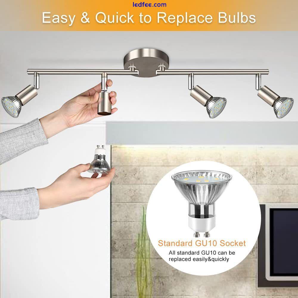 4 Way Ceiling Spotlight Adjustable Kitchen Bar Spot Light LED GU10 Bulbs Lamp 3 