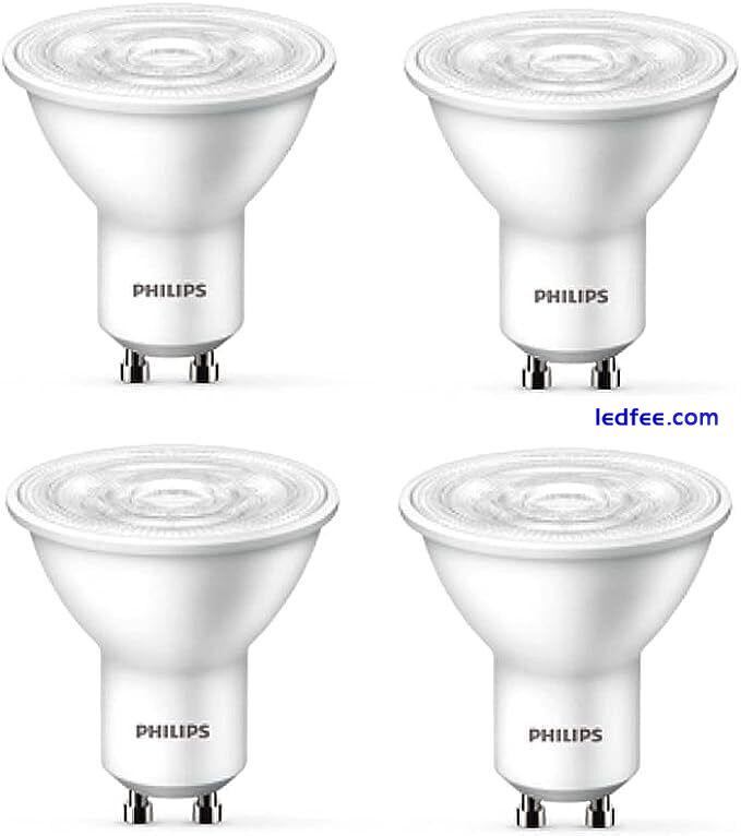 Philips 4.7W=50W LED Energy Saving GU10 Spotlight Bulbs 2700K Warm White - 4Pack 0 