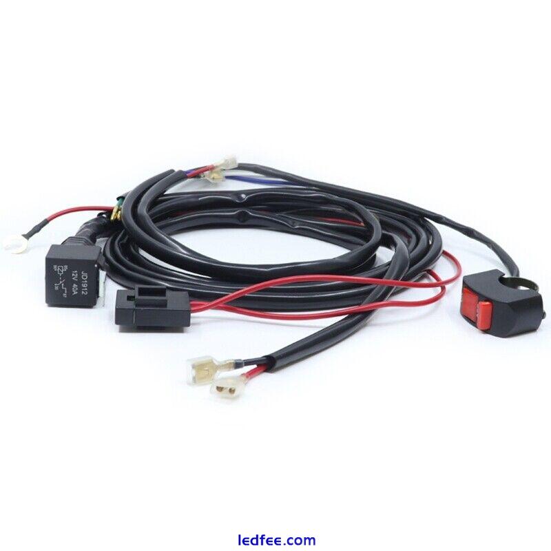 Motorcycle LED Spotlight Wire Wiring Harness Relay Cable Kit for Motorbike 4 