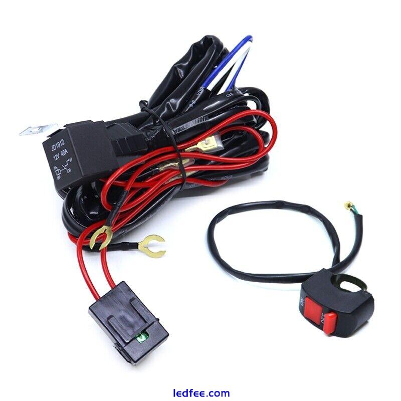 Motorcycle LED Spotlight Wire Wiring Harness Relay Cable Kit for Motorbike 1 