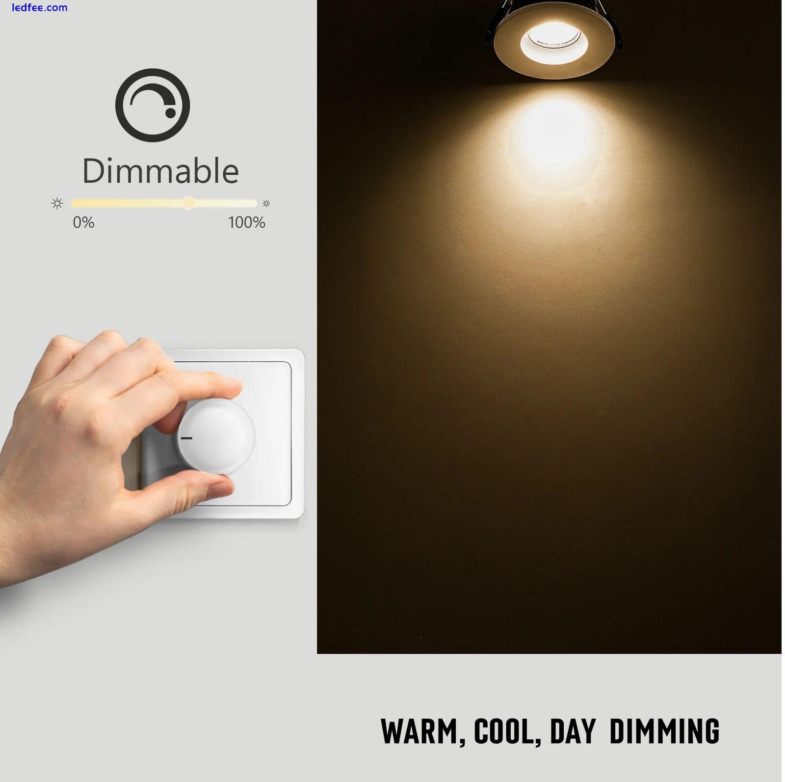 Fire Rated CCT LED Dimmable Downlight Bathroom Spotlights IP65 Black Cool White  1 