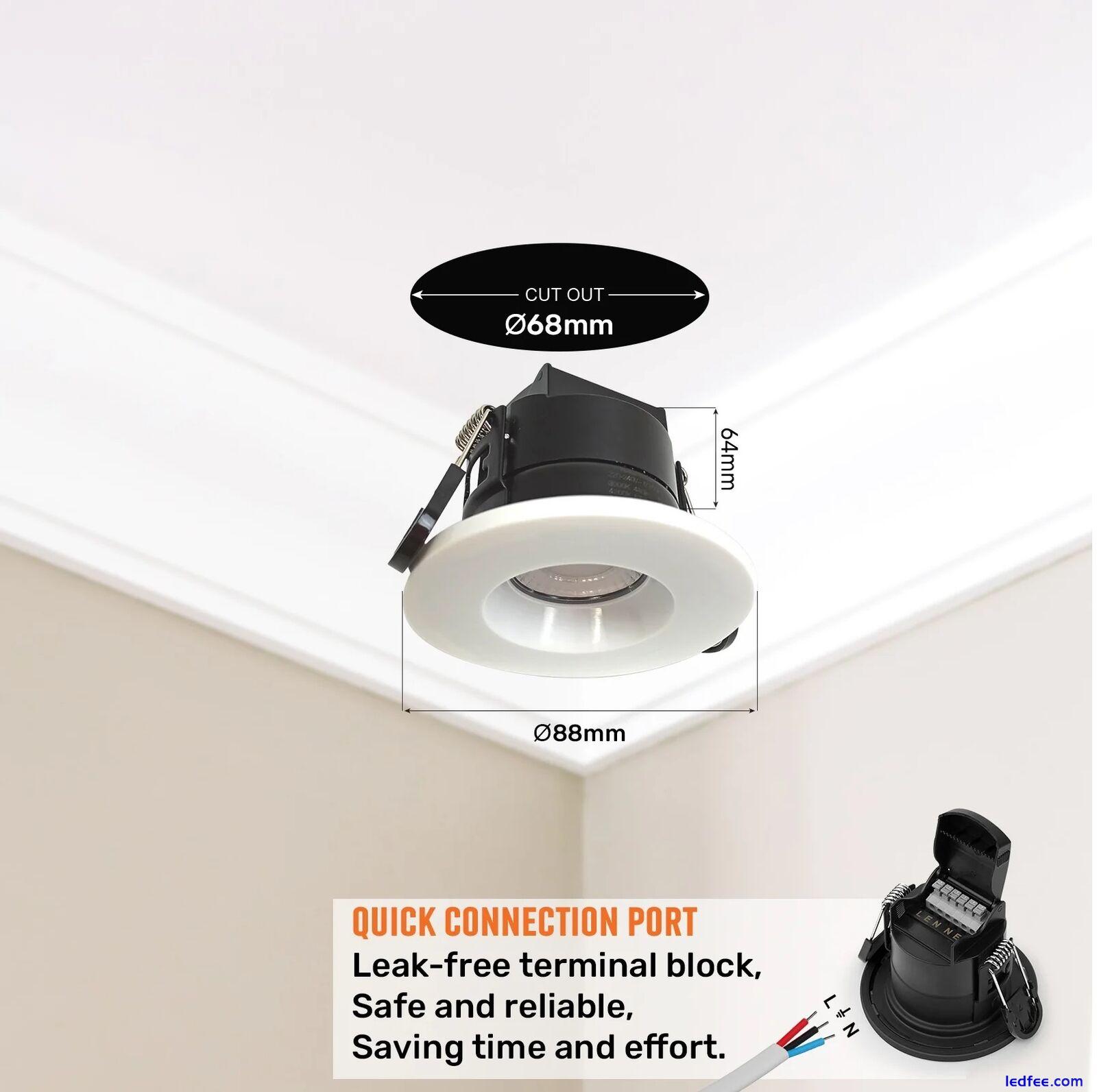 Fire Rated CCT LED Dimmable Downlight Bathroom Spotlights IP65 Black Cool White  4 