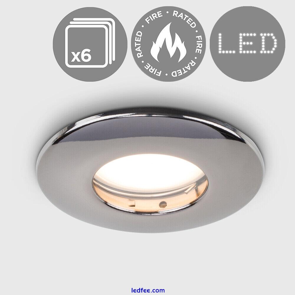 IP65 Fire Rated Downlights x6 GU10 Bathroom Spotlight Downlighters LED Bulbs 2 