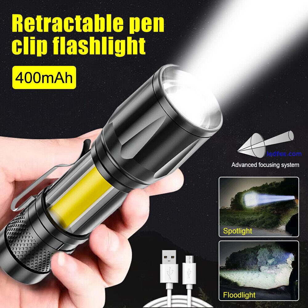 Mini LED Flashlight Powerful Camping Small Torch USB Rechargeable Pocket Light 0 