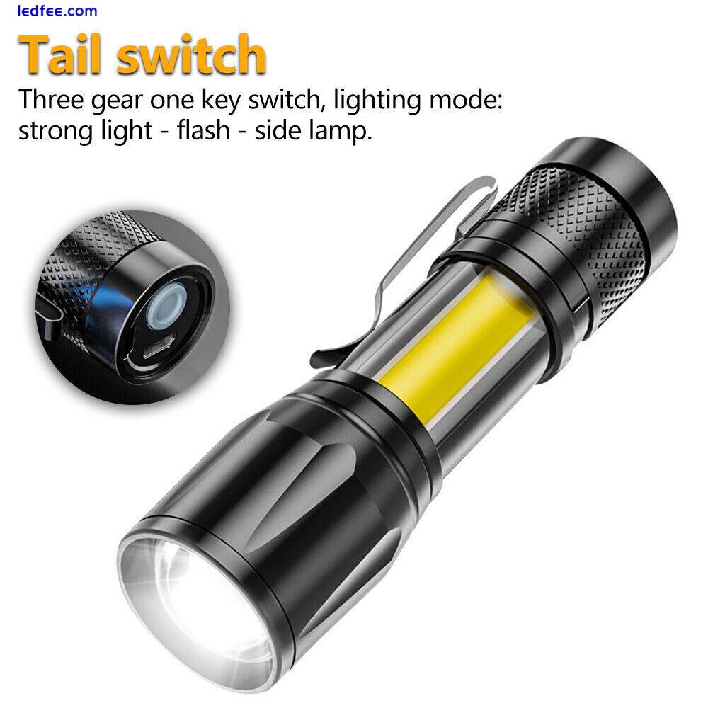 Mini LED Flashlight Powerful Camping Small Torch USB Rechargeable Pocket Light 5 