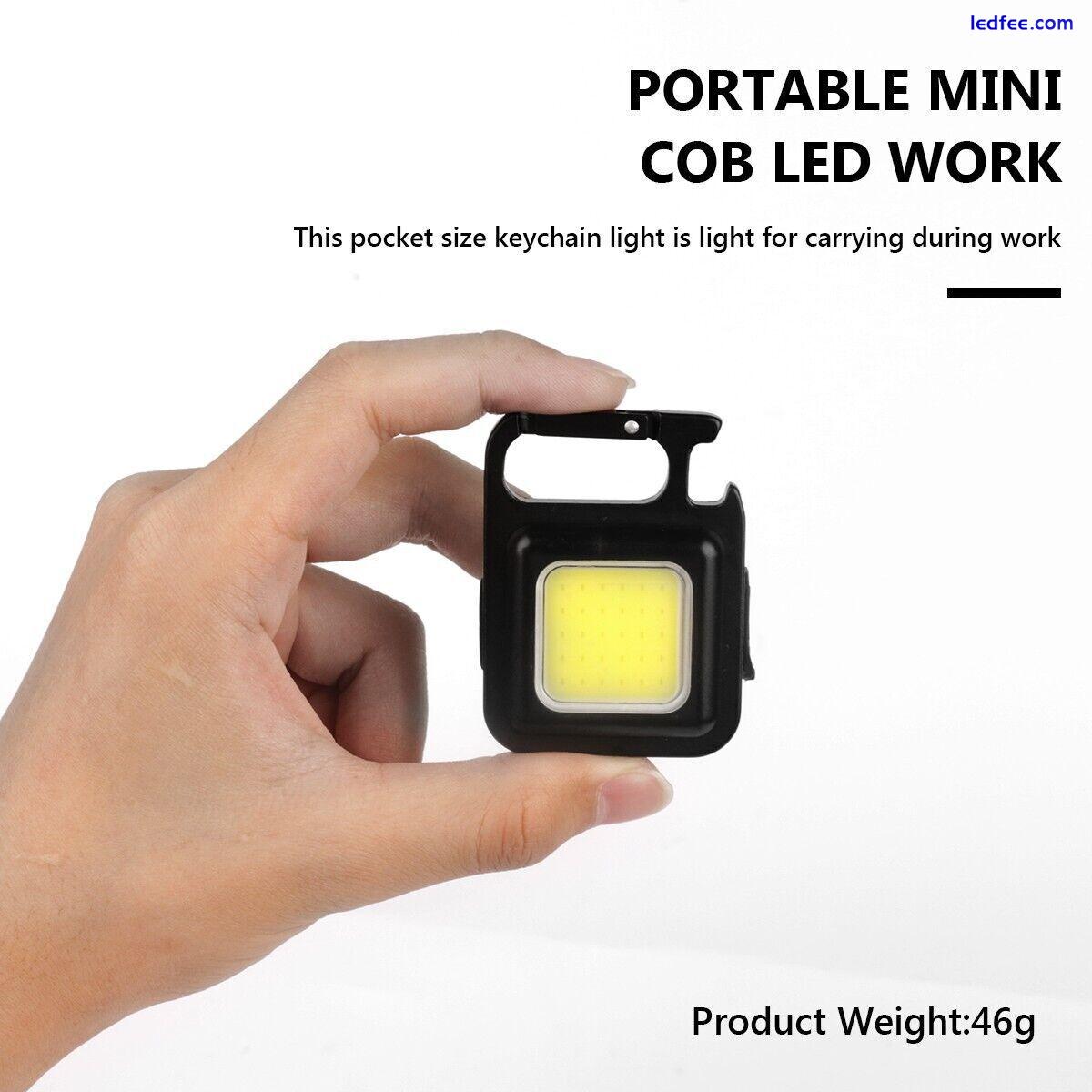 USB Rechargeable LED COB Work Light Lamp Mini Torch Keychain magnetic Flashlight 5 