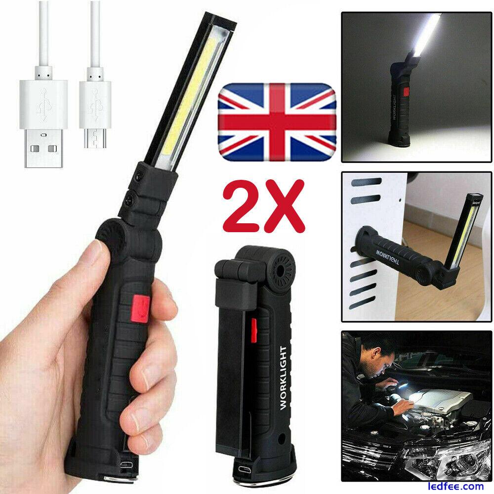 LED Rechargeable COB Work Light Magnetic Torch Flexible Inspection Lamp Cordless 0 