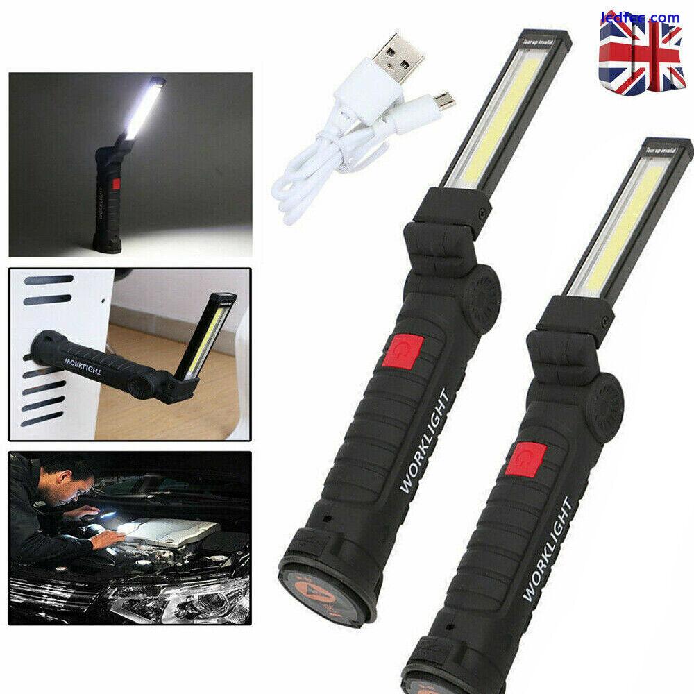 LED Rechargeable COB Work Light Magnetic Torch Flexible Inspection Lamp Cordless 1 