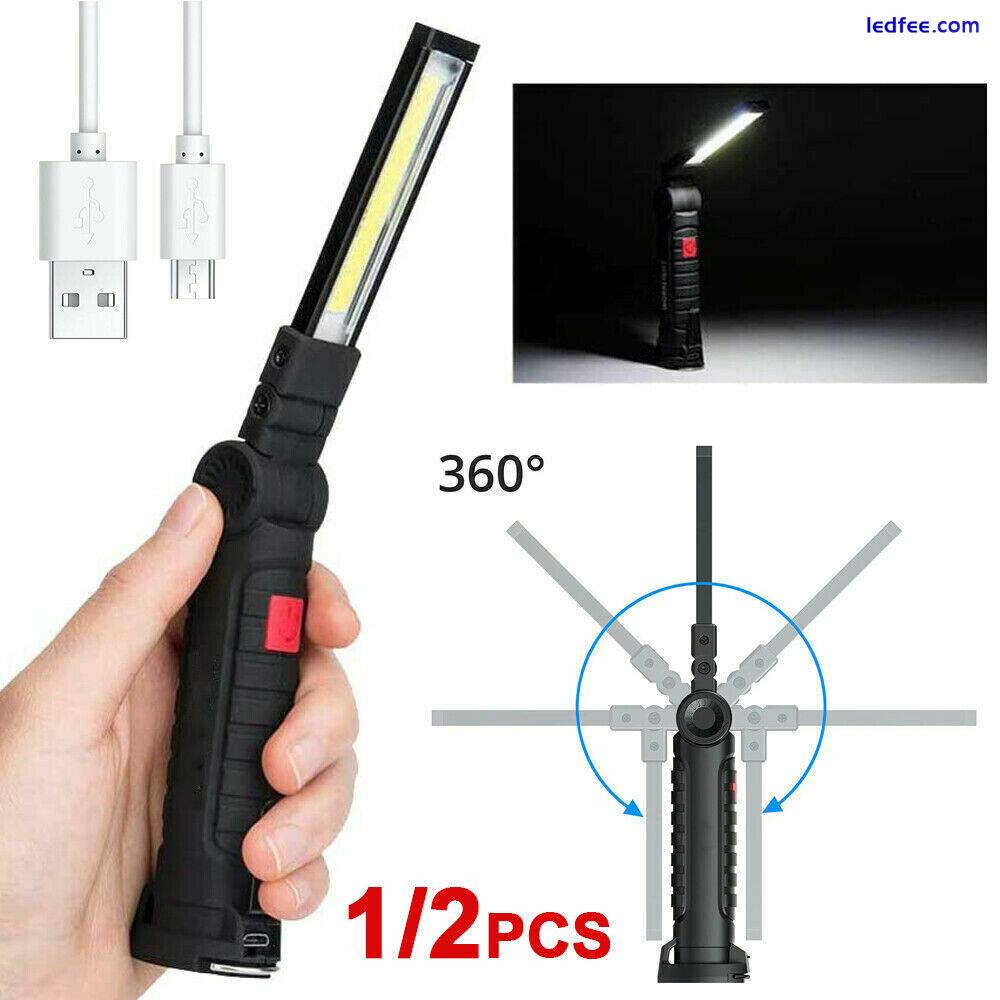 LED Rechargeable COB Work Light Magnetic Torch Flexible Inspection Lamp Cordless 3 