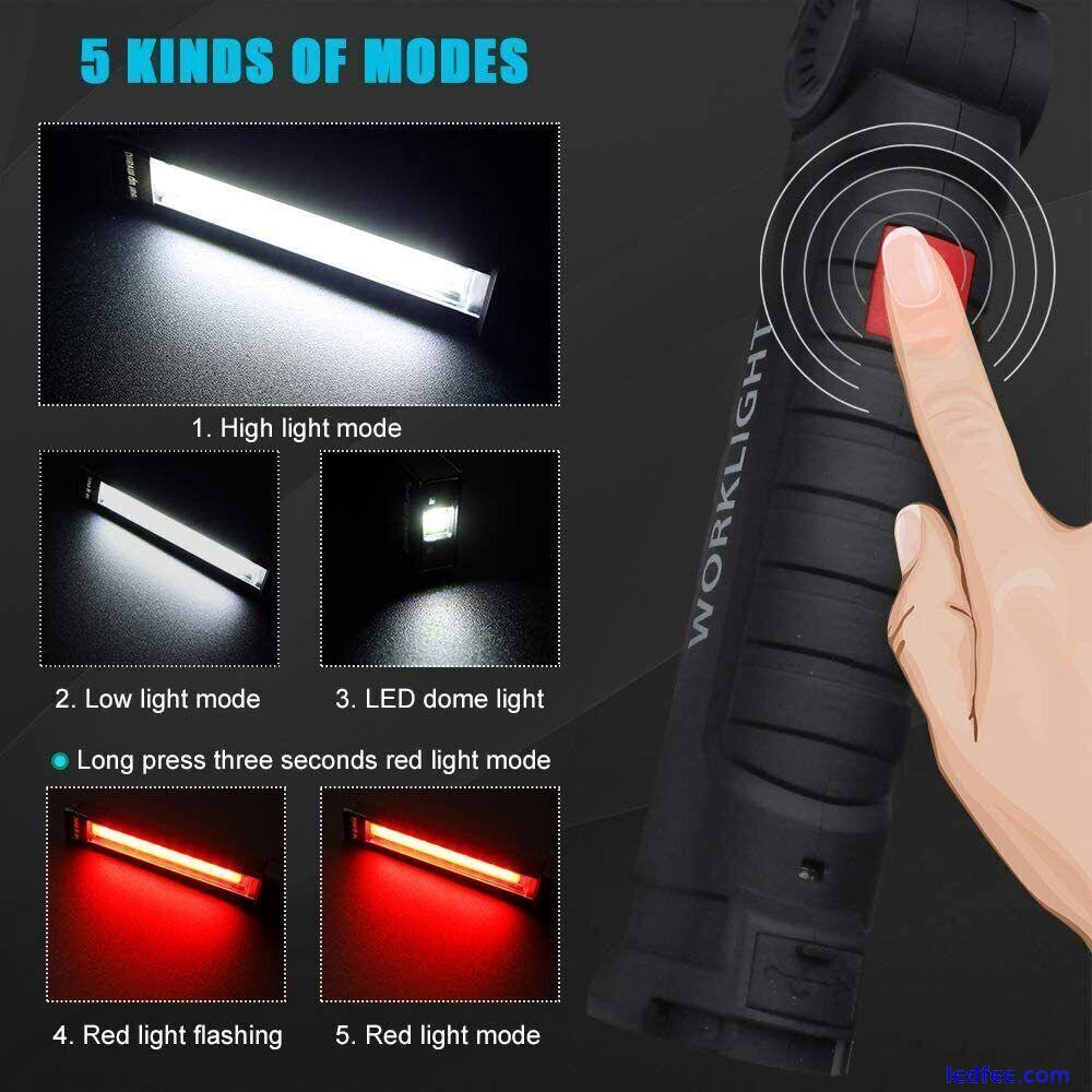 LED Rechargeable COB Work Light Magnetic Torch Flexible Inspection Lamp Cordless 5 