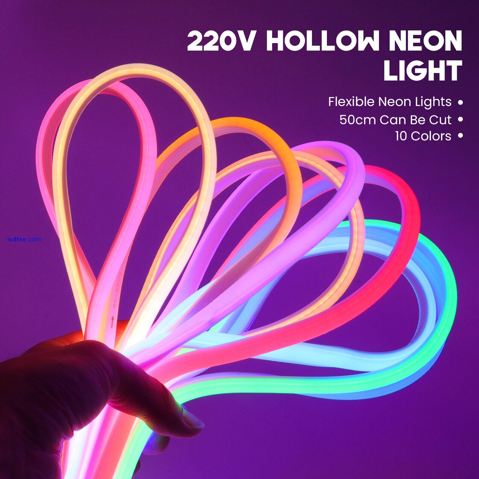 COB Neon LED Strip Lights 220V 240V 0.5-20m Waterproof Dimmable Rope DIY UK plug 0 