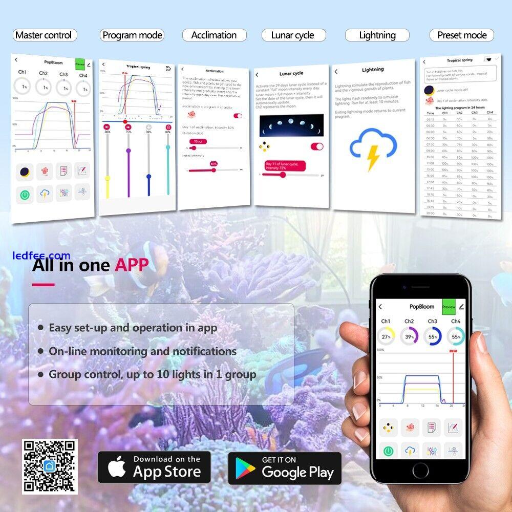 PopBloom Dimmable LED Aquarium Light Full Spectrum for Reef Coral Marine Tank 4 