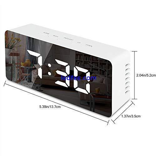 Digital Mirror Alarm LED Bedside Clock with Temperature Snooze voice Control 1 