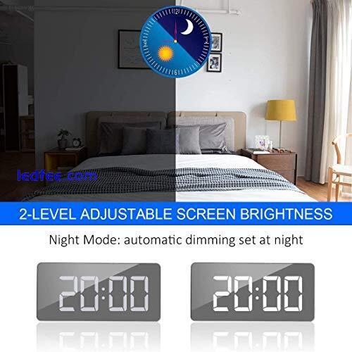 Digital Mirror Alarm LED Bedside Clock with Temperature Snooze voice Control 3 