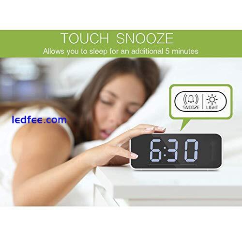 Digital Mirror Alarm LED Bedside Clock with Temperature Snooze voice Control 2 