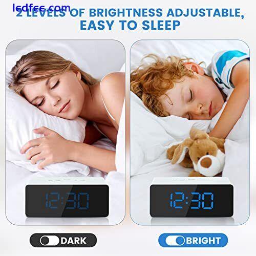 Mirror Alarm Clock, LED Digital Alarm Clock, Bedside Alarm Clock, Battery Mains 3 