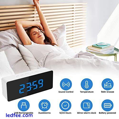 Mirror Alarm Clock, LED Digital Alarm Clock, Bedside Alarm Clock, Battery Mains 0 