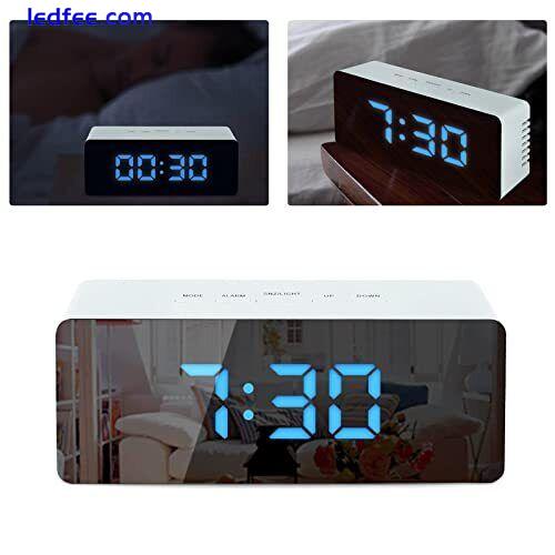 Mirror Alarm Clock, LED Digital Alarm Clock, Bedside Alarm Clock, Battery Mains 2 