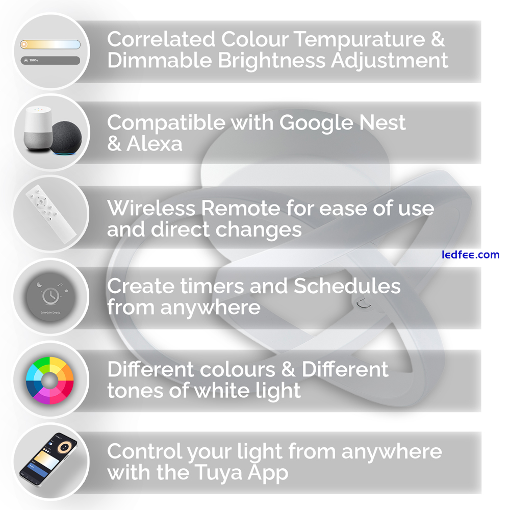 Modern Remote Control Smart LED Ceiling Light with RGB and CCT Control in Whi... 0 