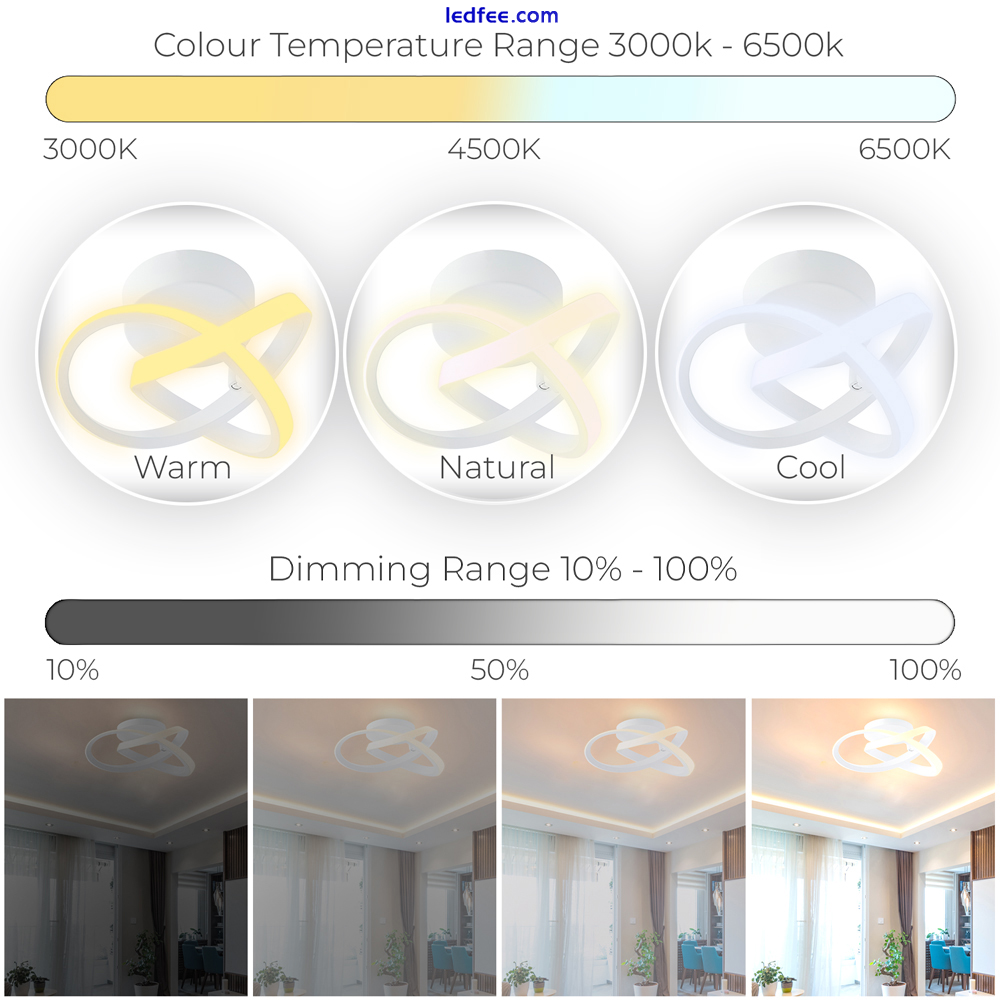 Modern Remote Control Smart LED Ceiling Light with RGB and CCT Control in Whi... 1 