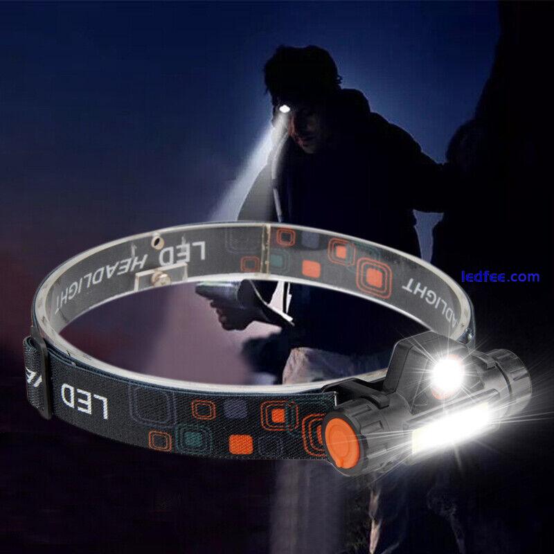 COB Waterproof LED Headlamp Headlight Head Lamp Torch Flashlight USB Charging UK 0 