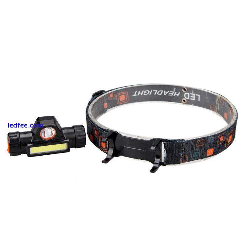 COB Waterproof LED Headlamp Headlight Head Lamp Torch Flashlight USB Charging UK 4 