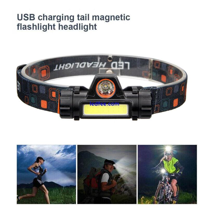 COB Waterproof LED Headlamp Headlight Head Lamp Torch Flashlight USB Charging UK 2 