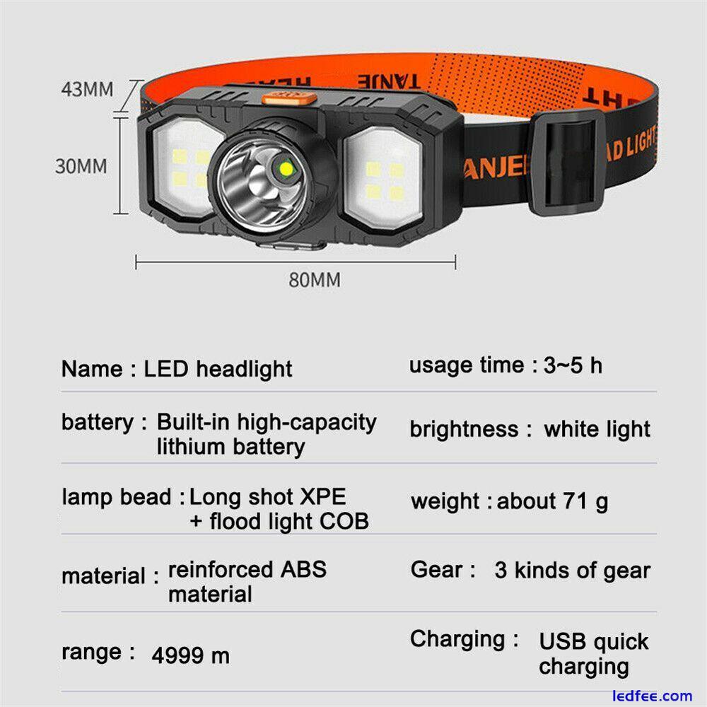 Rechargeable Headlight Outdoor LED Headlamp USB Super Bright Head Torch 1 