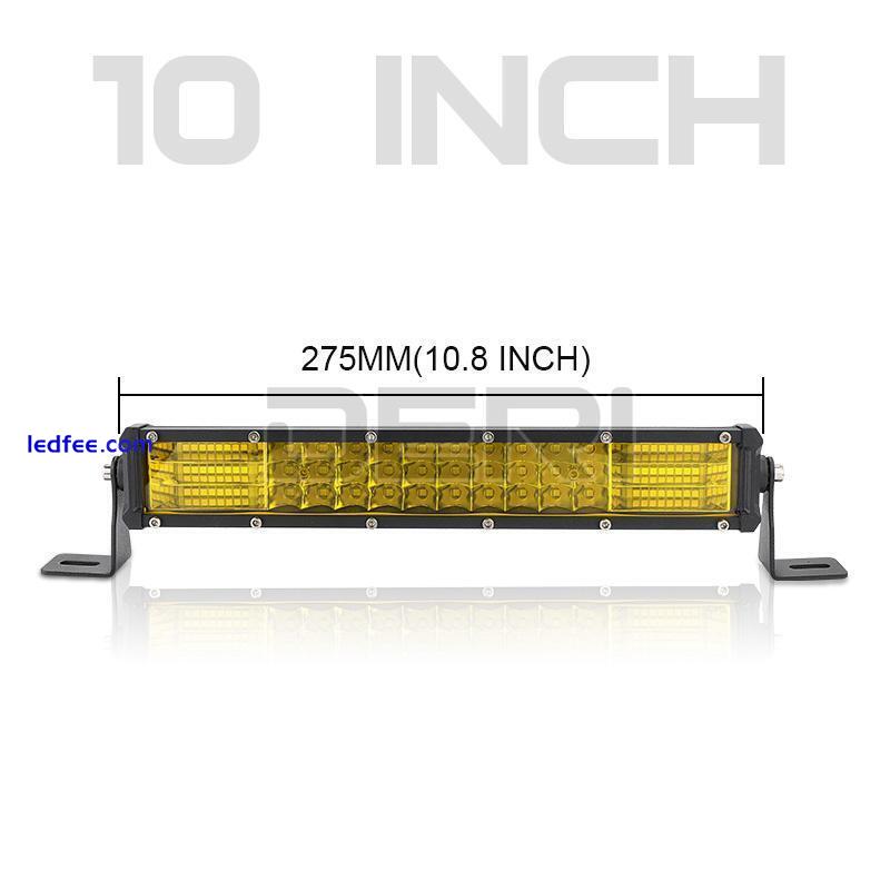 10inch LED Light Bar Yellow Fog Tri Row Spot Flood Combo Offroad Truck SUV ATV 0 