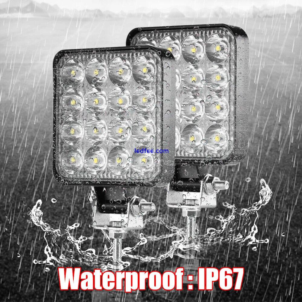 12V Waterproof Led Work Light Bar Square Spotlight 48W Work Light Headlight 0 