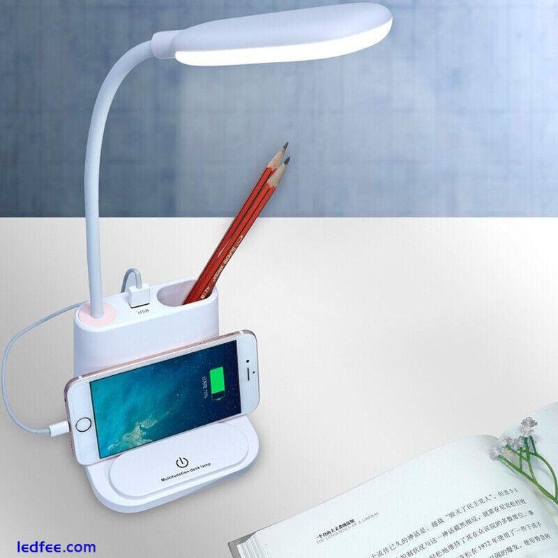 USB LED Desk Light Dimmable Bedside Reading Lamp Rechargeable Touch Control US 1 
