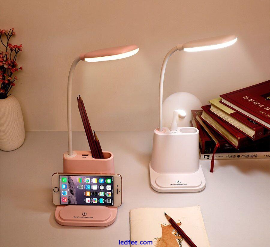 USB LED Desk Light Dimmable Bedside Reading Lamp Rechargeable Touch Control US 2 