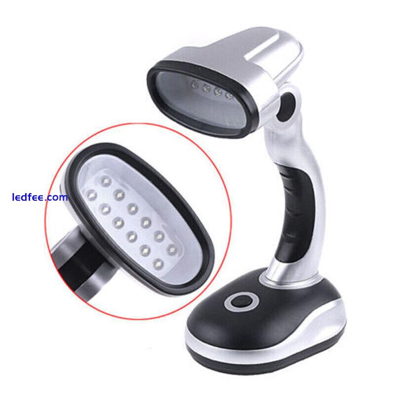 12 LED Portable Bright Lamp AA Battery Operated Desk Reading Work Table Light 4 