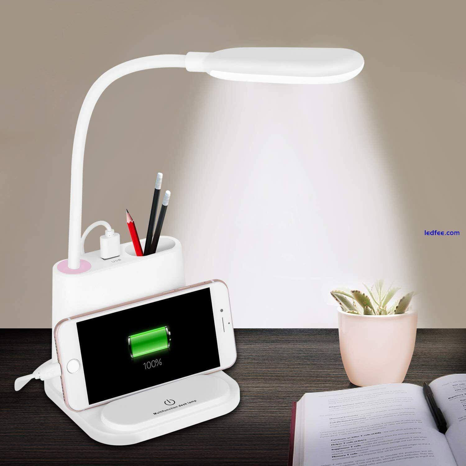 Night Light 2 Modes Touch Sensor LED Desk Lamp Eye-Caring Reading Table USB Port 2 