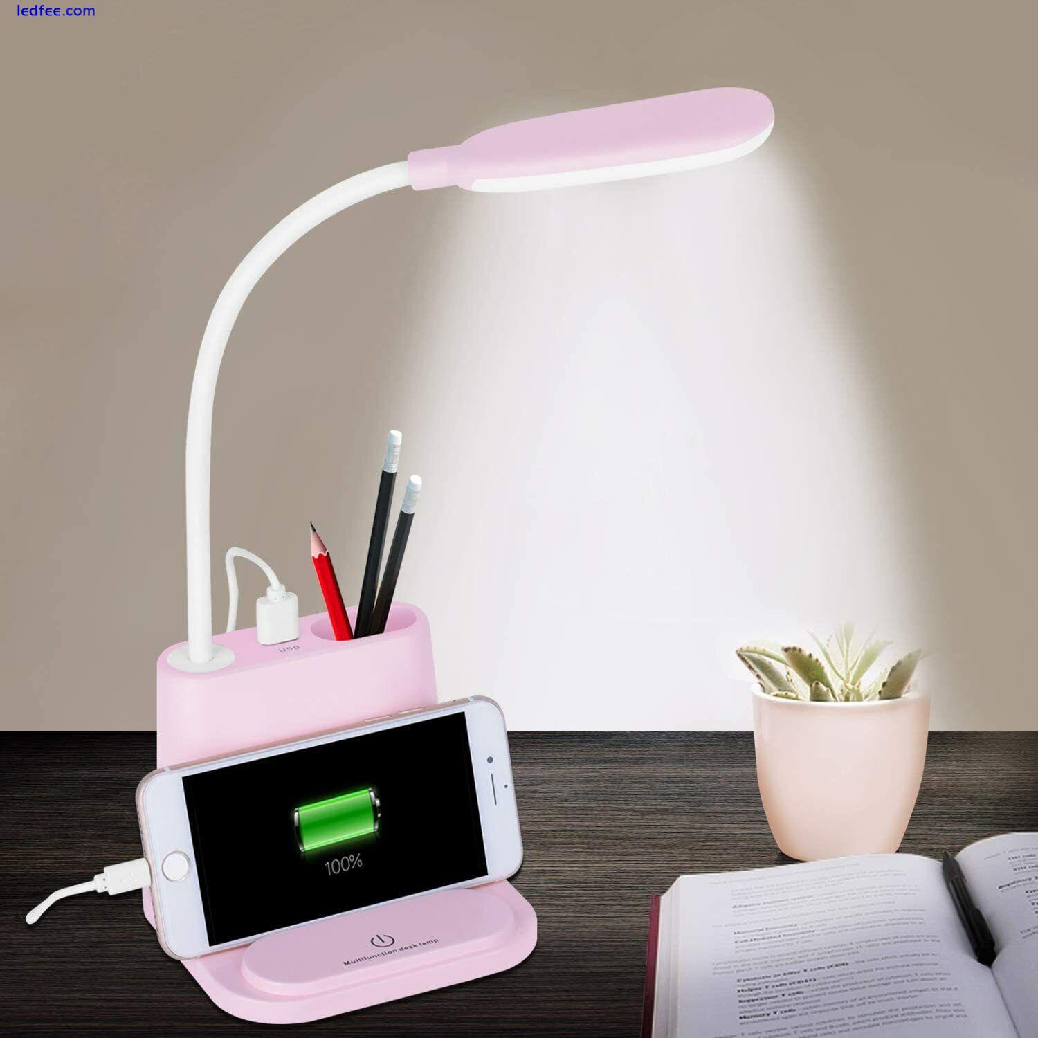 Night Light 2 Modes Touch Sensor LED Desk Lamp Eye-Caring Reading Table USB Port 3 