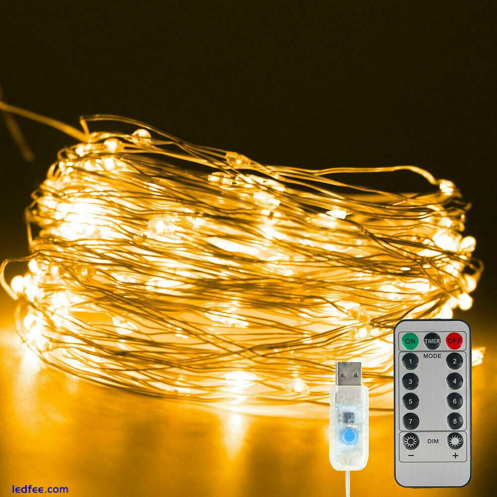 USB Plug In LED Fairy String Lights DIY Micro Copper Wire Decor Party Wall Decor 0 