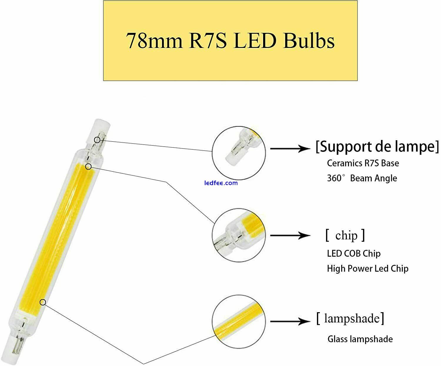 LED R7S COB 118mm78mm Dimmable Glass Replace Incandescent Halogen Lamp 110V/220V 4 