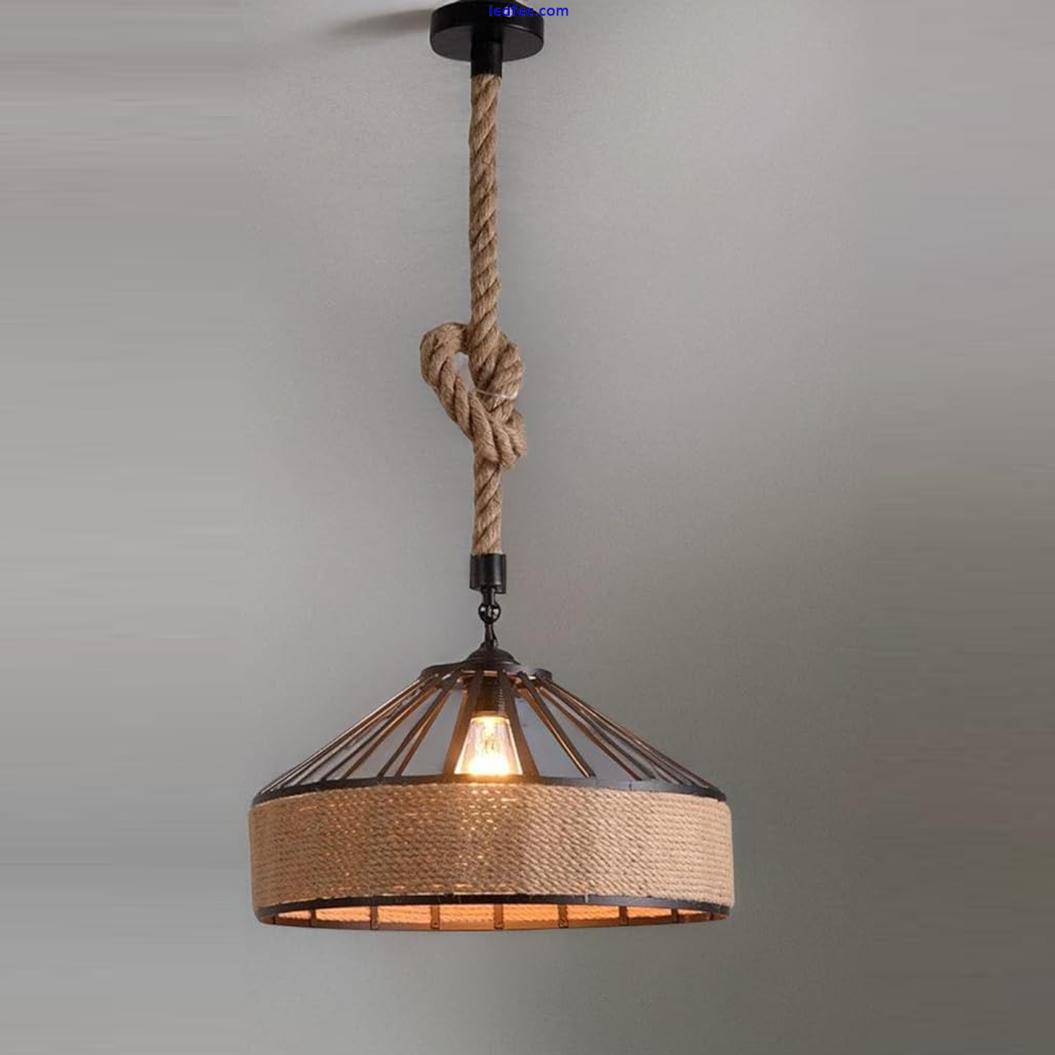 Vintage Industrial Ceiling Light Loft Hemp Rope Pendant Light Retro Lamp Iron UK 0 
