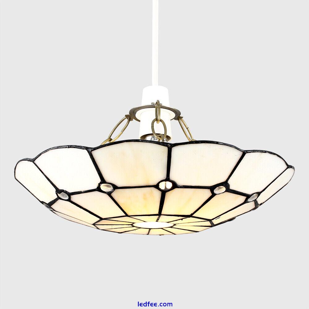 Retro Stained Glass Ceiling Light Shade Tiffany Style Easy Fit Pendant Lampshade 2 