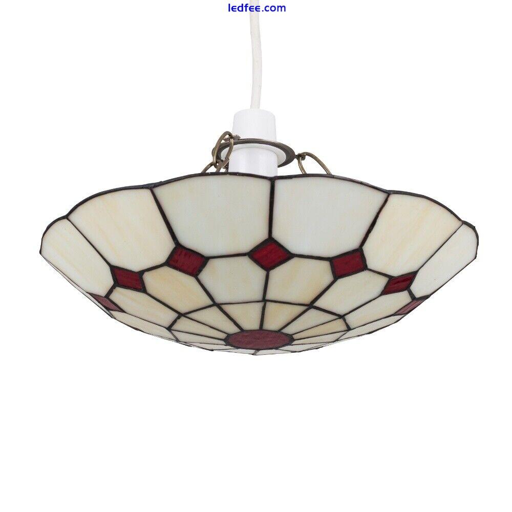 Retro Stained Glass Ceiling Light Shade Tiffany Style Easy Fit Pendant Lampshade 5 