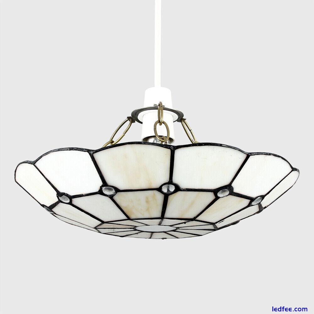 Retro Stained Glass Ceiling Light Shade Tiffany Style Easy Fit Pendant Lampshade 1 