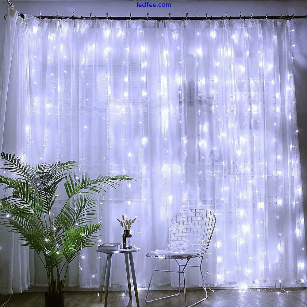 300/1000 LED Christmas Curtain Fairy Lights UK Plug Wedding Xmas Party Decor 2 