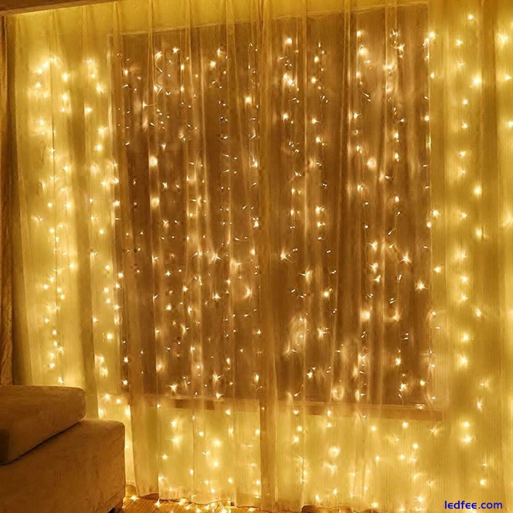 300/1000 LED Christmas Curtain Fairy Lights UK Plug Wedding Xmas Party Decor 3 