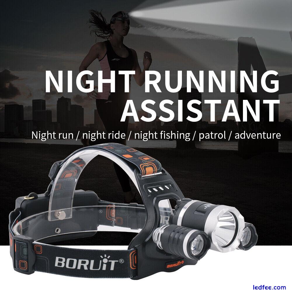 BORUiT Rechargeable LED Headlamp Headlight Head Torch Flashlight Lamp Waterproof 2 