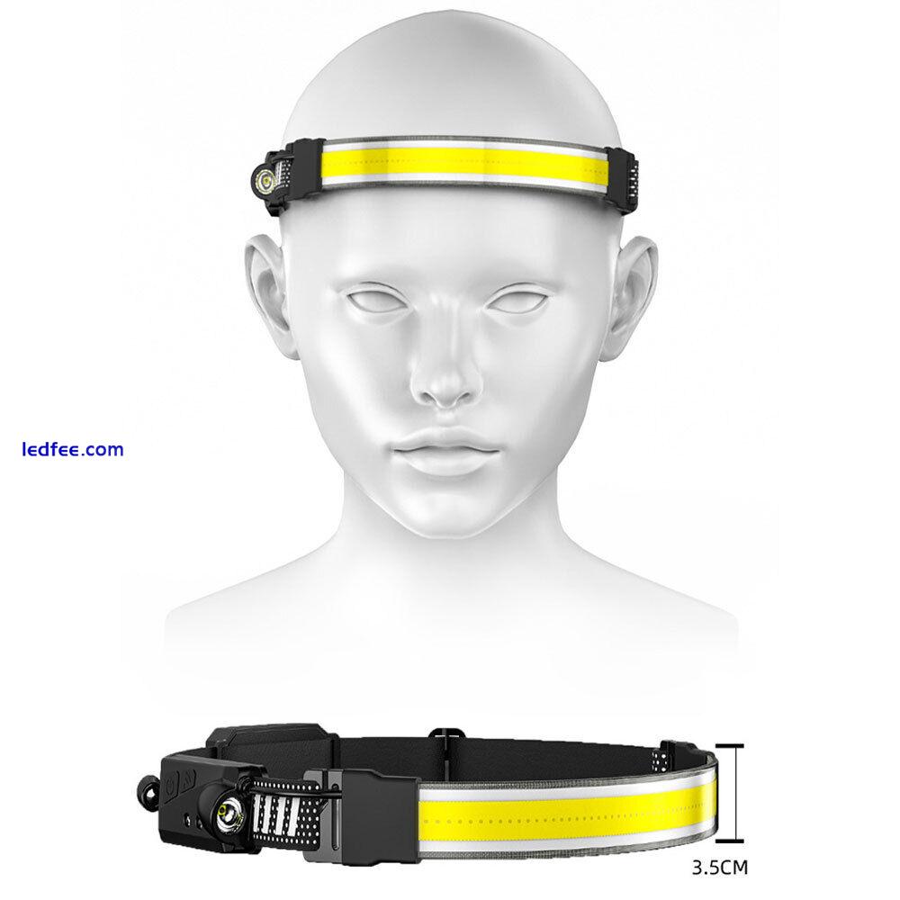 NEU Stirnlampe COB LED Kopflampe USB Wiederaufladbar Bewegungssensor 5 Modi 4 
